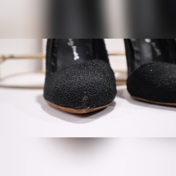 Alice + Olivia Dina Black Caviar Beaded Pointy Toe Heels Pumps - Picture 6 of 10